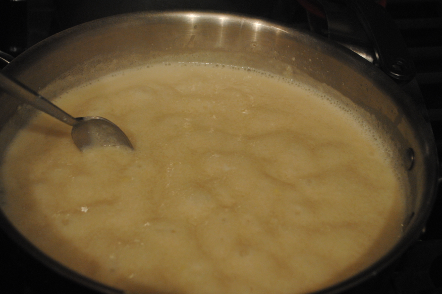 Boiling tapioca.