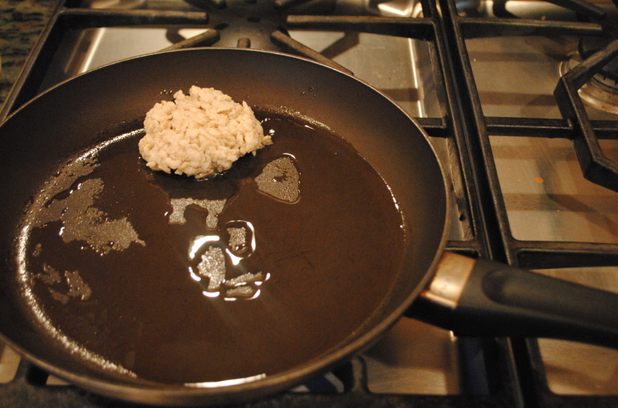 Ball of oatmeal on the pan.