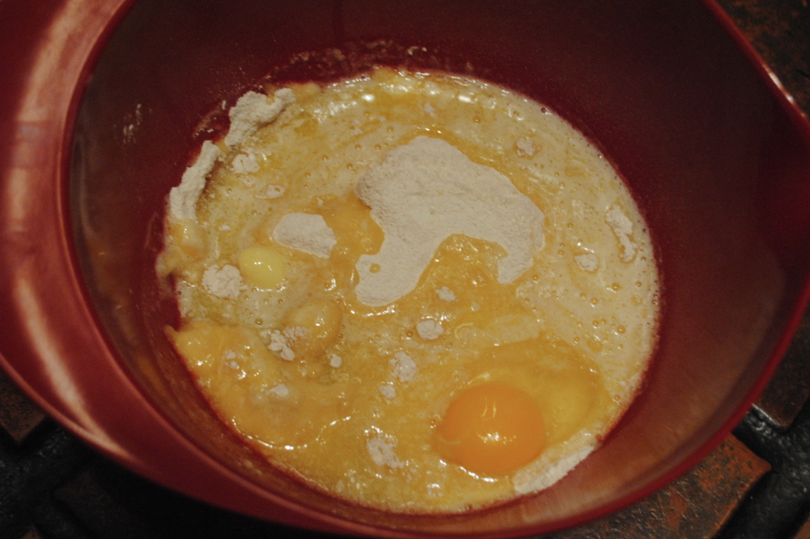 Batter, butter and egg.