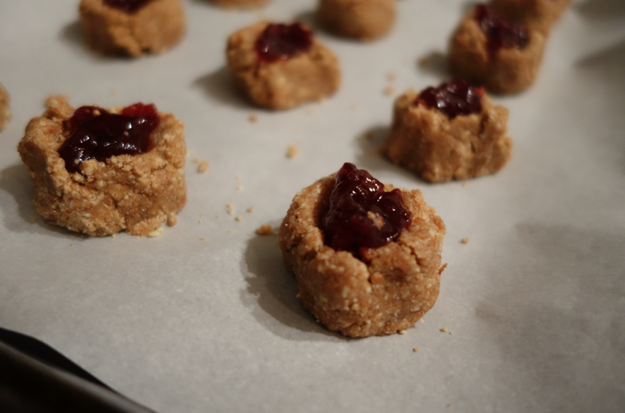 Thumbprint cookies (I used blueberry jam and lingonberry jam). 