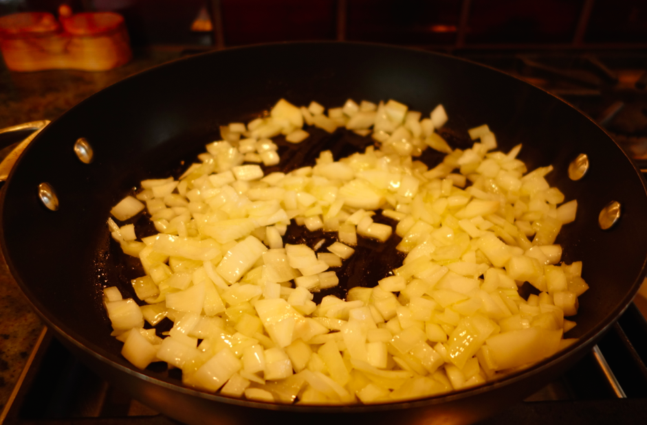 Sautee the onions first, and then add all the other vegetables in the pan.