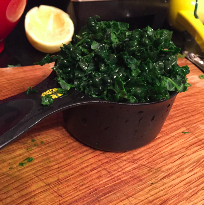 Chop kale (not officially part of the ingredients but a nice addition).