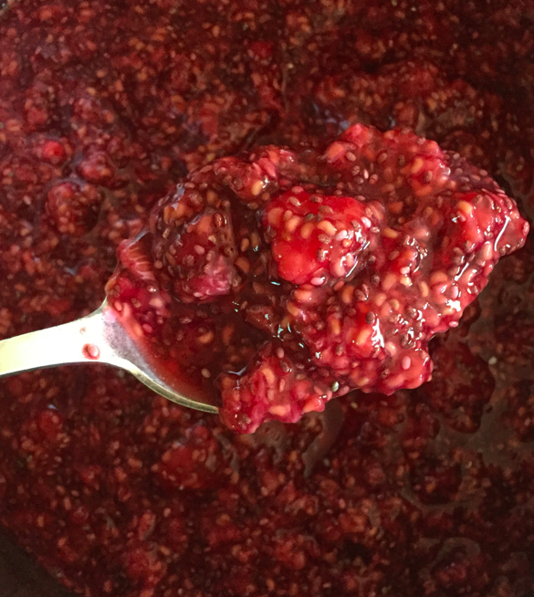 The chia seeds magically make the "jam" stick together.