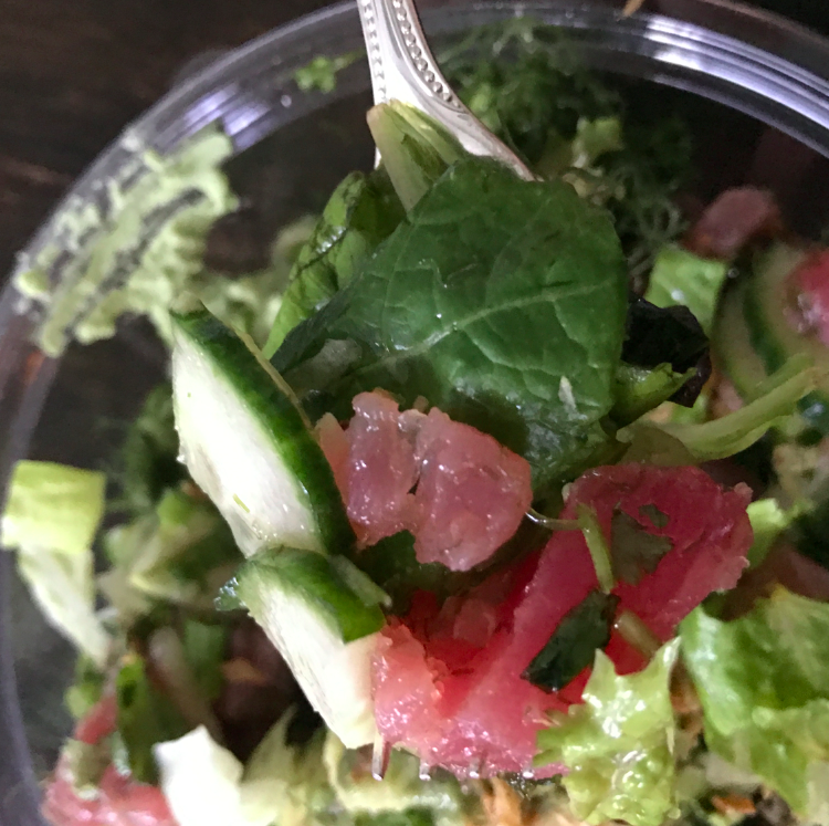 Tuna, salad, cucumber, seaweed. Rainbow food, rainbow happiness.