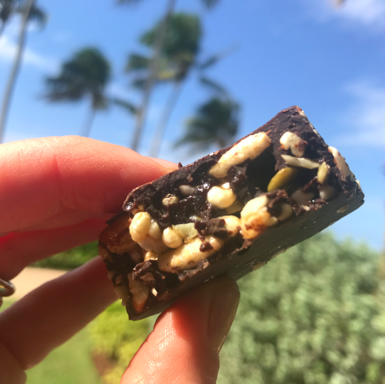 I like to cut it in slivers and then eat the little bites as my dessert. I have yet to consume one bar in one sitting -- not because it is not delicious, but because it is filling and I use it as a dessert rather than an energy bar. 